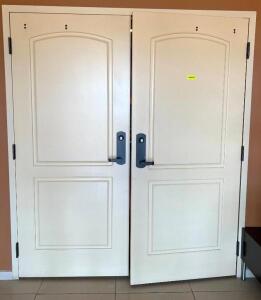 72" X 84" SOLID WOODEN ENTRANCE DOORS W/ HARDWARE