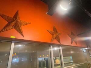 (3) ASSORTED LARGER METAL STAR DECORATIONS