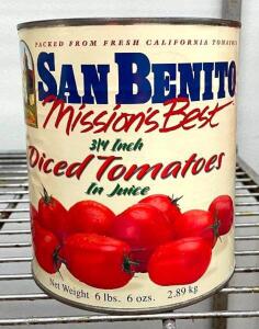 (6) SAN BENITO MISSION'S BEST 3/4 INCH DICED TOMATOES