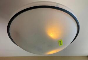 24" ROUND DOME LIGHT W/ GLASS SHADE.