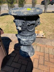 (2) OUTDOOR STONE COLUMN PLANTERS