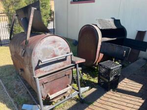 (2) CUSTOM MADE BBQ GRILLS.