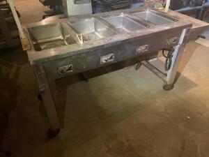 FOUR WELL ELECTRIC STEAM TABLE W/ SNEEZE GUARD.