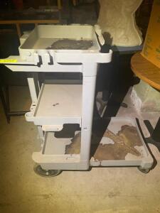 GREY PLASTIC UTILITY CLEANING CART