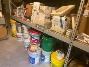 CONTENTS OF RACK - ASSORTED BUILDING SUPPLIES.