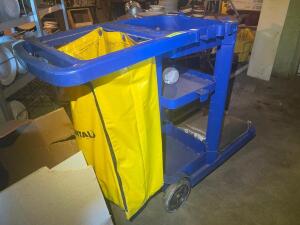 BLUE PLASTIC JANITORIAL CARTS