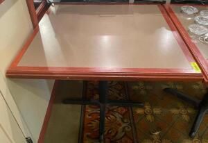 36" X 36" TAN COMPOSITE TABLE W/ HARDWOOD TRIM