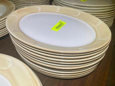 (12) 13" CHINA PLATTERS W/ TAN TRIM