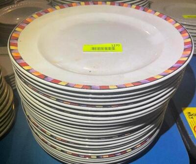 (20) 12" CHINA PLATES W/ MULTI COLOR TRIM