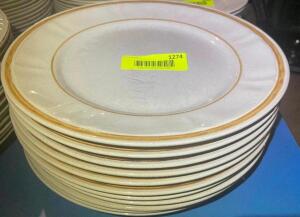 (10) 10.5" CHINA PLATES W/ GOLD TRIM