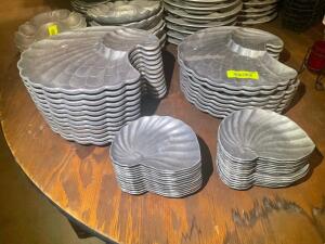 (20) TWO PIECE PEWTER SHELL PLATES.