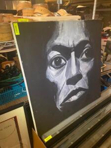 BLACK AND WHITE CANVAS PAINTING " FACE "