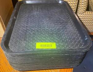 (18) BLACK PLASTIC CAFETERIA TRAYS