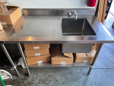 48" X 30" ALL STAINLESS TABLE W/ RIGHT HAND PREP SINK