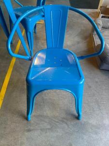 (4) METAL PATIO STACK CHAIRS - BLUE