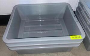 (3) GREY PLASTIC BUS TUBS