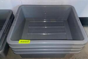 (4) GREY PLASTIC BUS TUBS