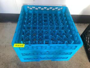 (3) BLUE PLASTIC GLASS RACKS