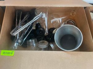 BUS TUB AND CONTENTS - ASSORTED UTENSILS AND SMALL WARES