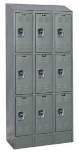 DESCRIPTION: (1) PREMIUM LOCKERS BRAND/MODEL: HALLOWELL #URB3228-3ASB-HG INFORMATION: DARK GRAY RETAIL$: 1087.29 SIZE: 36 "W, 12" D, 82" H QTY: 1