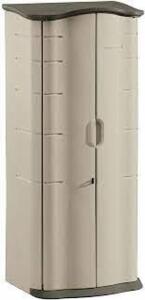 DESCRIPTION: (1) OUTDOOR VERTICAL SHED BRAND/MODEL: RUBBERMAID RETAIL$: $263.00 EA SIZE: 6' X 2'1" X2'6" QTY: 1