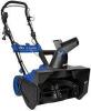 DESCRIPTION: (1) SNOW THROWER BRAND/MODEL: SNOW JOE/SJ625E INFORMATION: BLUE/LED LIGHTS/THROW SNOW: UP TO 20' RETAIL$: 199.00 SIZE: 43.5"H X 23"W X 40