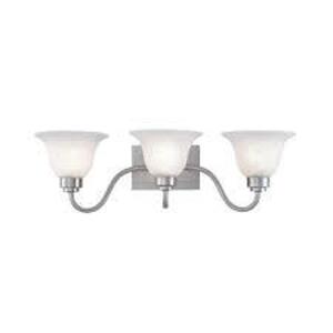 DESCRIPTION: (1) LIGHT FIXTURE BRAND/MODEL: LUMAPRO #4UZG9 INFORMATION: FROSTED WHITE/CLEAR GLASS RETAIL$: $119.00 EA SIZE: 3 BULB FIXTURE QTY: 1