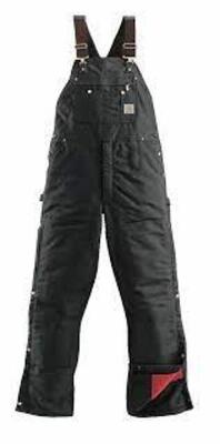 DESCRIPTION: (1) BIB OVERALLS BRAND/MODEL: CARHARTT #53JX71 INFORMATION: BLACK RETAIL$: 48 X 30 SIZE: ZIP TO THIGH QTY: 1