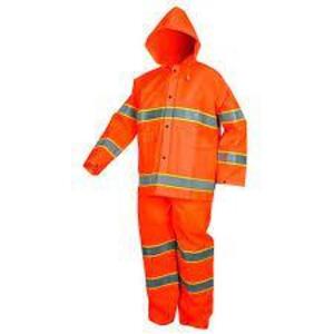 DESCRIPTION: (5) RAIN SUITS BRAND/MODEL: MCR SAFETY #2013RS INFORMATION: BIB AND JACKET ORANGE RETAIL$: $88.63 EA SIZE: SIZE SMALL 34-36 QTY: 5