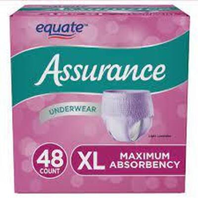 DESCRIPTION: (1) BOX OF (48) PAIRS OF UNERWEAR BRAND/MODEL: ASSURANCE RETAIL$: $100.00 EA SIZE: XL QTY: 1