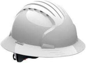 DESCRIPTION: (10) DELUXE FULL BRIM VENTED HARD HAT BRAND/MODEL: JSP EVOLUTION #280-EV6161-10 INFORMATION: WHITE RETAIL$: $21.59 EA SIZE: ONE SIZE FITS