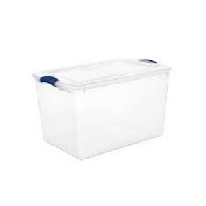 DESCRIPTION: (1) LATCH BOX BRAND/MODEL: STERILITE INFORMATION: CLEAR RETAIL$: $12.99 EA SIZE: 66 QT QTY: 1