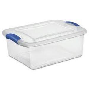 DESCRIPTION: (1) LATCH BOX BRAND/MODEL: STERILITE INFORMATION: CLEAR RETAIL$: $8.29 EA SIZE: 15 QT QTY: 1