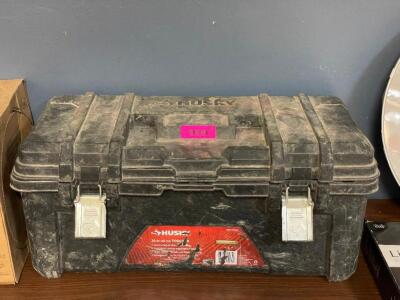 HUSKY TOOL BOX WITH ASSORTED CONTENTS