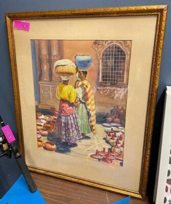 AFRICAN POTTERY FRAMED ART