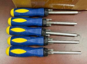 (5) - RATCHETING SCREWDRIVERS WITH EXTRA BITS