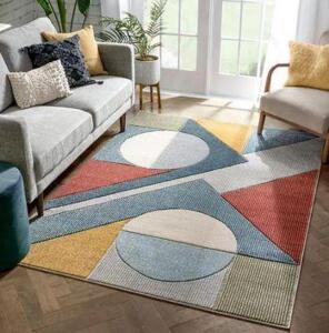 RUBY GLIMMER MID-CENTURY MODERN MULTI 5 FT. 3 IN. X 7 FT. 3 IN. GEOMETRIC PATTERN AREA RUG