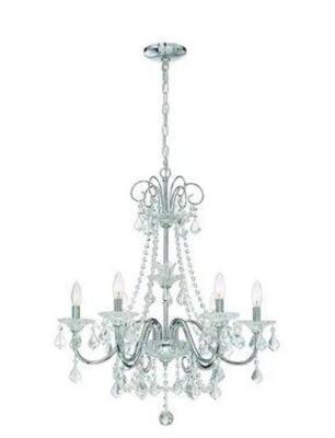 CANTERBURY PARK 6-LIGHT CHROME CRYSTAL CHANDELIER