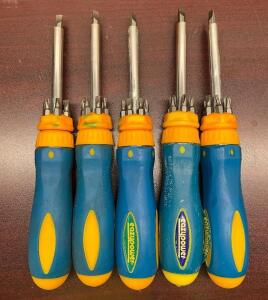 (5) - RATCHETING SCREWDRIVERS WITH EXTRA BITS