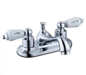 TEAPOT 4 IN. CENTERSET 2-HANDLE LOW-ARC BATHROOM FAUCET IN CHROME