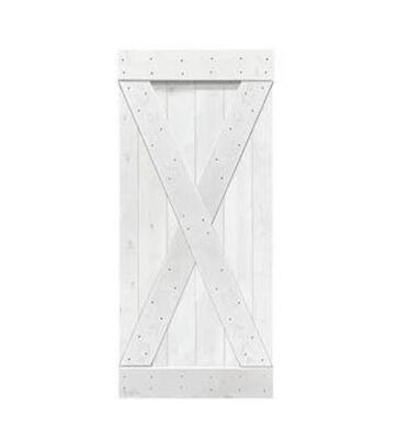 DISTRESSED X SERIES 36 IN. X 84 IN. LIGHT CREAM STAINED SOLID KNOTTY PINE WOOD INTERIOR SLIDING BARN DOOR SLAB