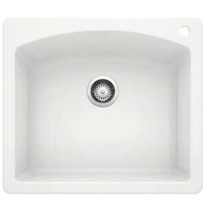 DIAMOND DUAL MOUNT GRANITE COMPOSITE 25 IN. 1-HOLE SINGLE BOWL KITCHEN SINK IN WHITE