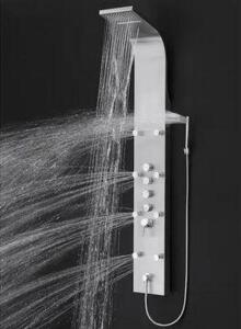 65 IN. 8-JET RAINFALL SHOWER PANEL SYSTEM WITH RAINFALL WATERFALL SHOWER HEAD AND SHOWER WAND IN STAINLESS STEEL