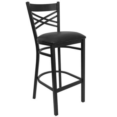 DESCRIPTION: (6) LADDER BACK METAL RESTAURANT BARSTOOL BRAND/MODEL: HERCULES #XU-600-BK-VYL-GG INFORMATION: BLACK RETAIL$: $161.99 EA QTY: 6