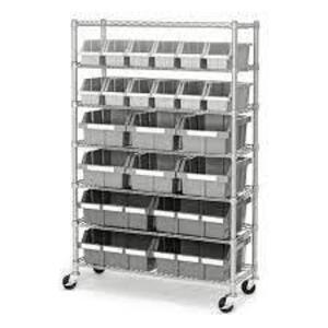 DESCRIPTION: (1) 22-BIN COMMERCIAL GRADE BIN RACKBRAND/MODEL: SEVILLE CLASSICS #SHE16511BXINFORMATION: GRAY, RACK ONLY, NO BINS INCLUDEDRETAIL$: $199.99 EASIZE: 36"W 14"D 56"HQTY: 1