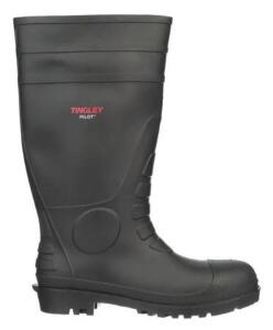 DESCRIPTION (1) TINGLEY PILOT KNEE BOOTS BRAND/MODEL 31151 ADDITIONAL INFORMATION BLACK/PLAIN TOE/RETAILS AT $14.85 SIZE SIZE: 11 THIS LOT IS ONE MONE