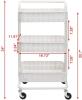 DOEWORKS 3-TIER MESH METAL UTILITY CART, ROLLING ORGANIZER STORAGE CART WITH HANDLE, WHITE - 5