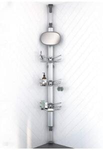 ARTIKA NEPTUNE SC-NEP3-C EXTENDABLE SHOWER CADDY WITH 1 MIRROR AND ADJUSTABLE RACKS AND SHELVES, STAINLESS STEEL