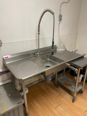 48" X 30" LEFT SIDE STAINLESS SOIL TABLE W/ SPRAY SINK AND DISPOSAL