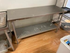 72" X 24" STAINLESS TABLE W/ UNDER SHELF.